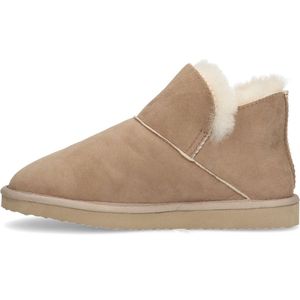 Manfield - Dames - Suède hoge beige pantoffel - Maat 40