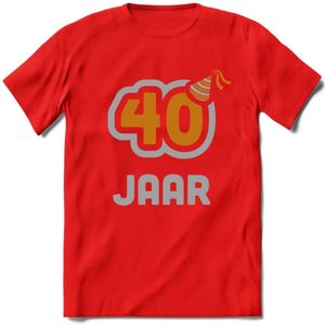 40 Jaar Feest T-Shirt | Goud - Zilver | Grappig Verjaardag Cadeau Shirt | Dames - Heren - Unisex | Tshirt Kleding Kado | - Rood - XXL