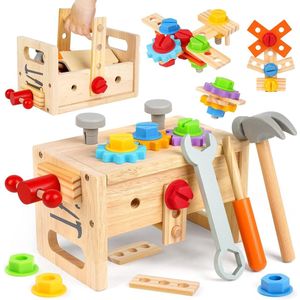 Houten Speelgoed Kids Gereedschap Set Rollenspel Speelgoeddoos Kids Speelgoed voor Jongens Meisjes Leeftijden 2 3 4 5 6 (30 ST)