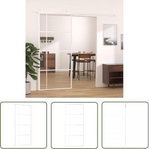 vidaXL Schuifdeur - ESG-glas en Aluminium - Wit Schuifdeur - Glijdeur - Binnendeur - Glazen Deur - Witte Deur