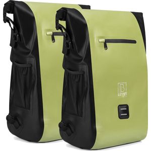 Brisby 40-52 Liter 3 in 1 Waterdichte Rolltop Fietstassen SET van 2 - Rugtas - Schoudertas - Groen