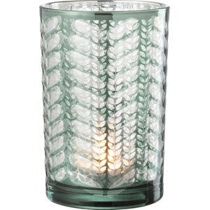 J-Line windlicht Visgraat - glas - groen/zilver - large