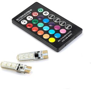 RGB T10 LED - 6SMD - Met afstandsbediening - 12V - 2 stuks