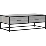 vidaXL - Salontafel - 100x50x35 - cm - bewerkt - hout - en - metaal - grijs - sonoma