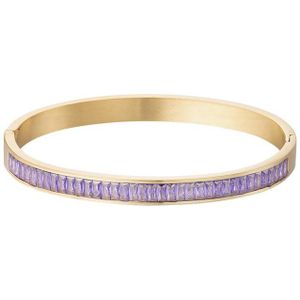 Bijoutheek Armband (Sieraad) Harde zirkonia stenen bangle goud Paars