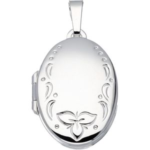 Silver Lining medaillon - zilver - 26 x 17 mm - ovaal - bloemmotief