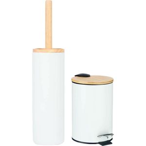 Berilo badkamer accesoires set Malaga - toiletborstel/pedaalemmer - wit