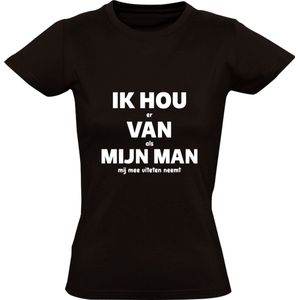 IK HOU er VAN als MIJN MAN mij mee uiteten neemt Dames T-shirt | restaurant | grappig | humor | valentijnsdag | vrijgezellenfeest | bruiloft | liefde | relatie | cadeau | kado  | shirt