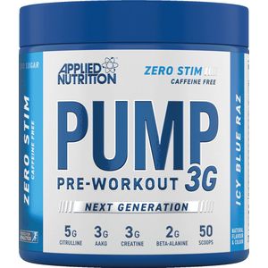 Applied Nutrition - Pump 3G ZERO STIM Pre-Workout (Icy Blue Raz - 375 gram) - Suikervrij
