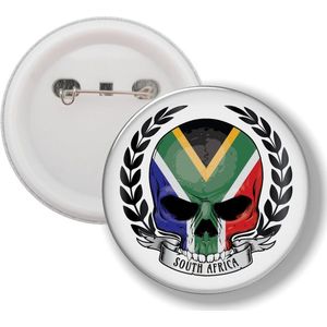 Button Met Speld - Schedel Vlag Zuid Afrika