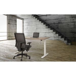 Bureau Teez Slinger zit/zit verstelbaar breed 120CM diep 80CM bladkleur Logan eiken framekleur Zwart (RAL9005)