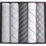 Suitable Zakdoeken 5-Pack Dessin Grey - Katoenen - Cadeauverpakking