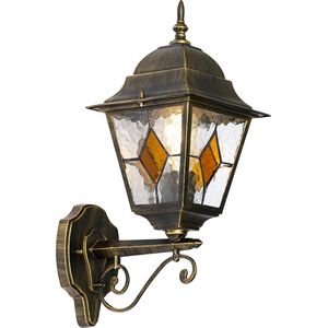 QAZQA antigua - Klassieke Wandlamp voor buiten - 1 lichts - D 26 cm - Goud - Buitenverlichting