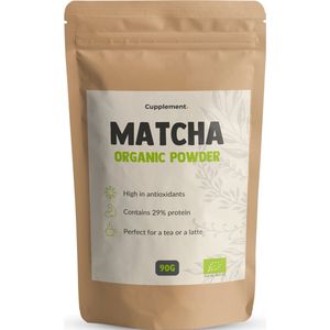 Cupplement - Matcha 90 Gram - Biologisch - Zonder Bamboe Whisk & Klopper - Culunary Thee Poeder - Starter set