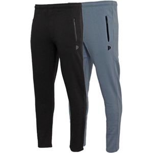 2-Pack Donnay - Joggingbroek met rechte pijp - sportbroek - Heren - Maat XL - Zwart/Blue-grey (486)