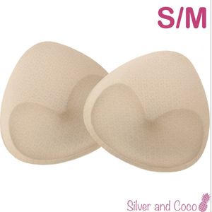 SilverAndCoco® - BH pads / dames vullingen / padding vulling push up / ademend / cups wasbaar herbruikbaar - 2 stuks (1 paar) - Beige / Nude