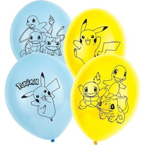 12x Pokemon ballonnen versiering voor een Pokemon themafeestje - thema feest ballon kinderfeestje/verjaardag