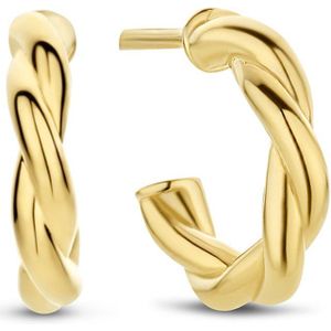 New Bling 9NB-0668- Zilveren Halve Oorringen - Dames - Gedraaid - 13,2 x 2,9 mm - Pouchette - Zilver - Gold Plated (Verguld/Goud op Zilver)