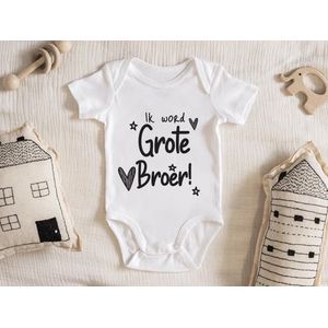Hospitrix Baby Rompertje met Tekst ""Ik Word Grote Broer"" | Korte Mouw | Cadeau voor Zwangerschap | Bekendmaking | Aankondiging | Grote Broer |