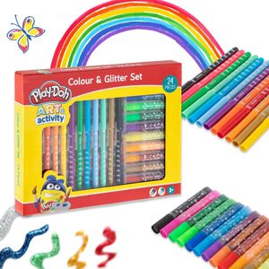 Play Doh 24-delige Kleur- en Glitterset | Ik leer kleuren en tekenen | geschikt voor kinderen vanaf 3 jaar