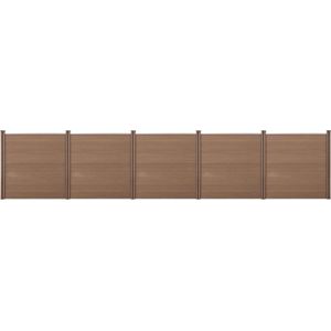 HKC Schuttingpaneel met 6 palen 183x879 cm bruin