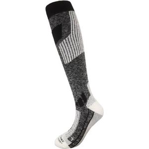 EpicGear - Premium+ Compressie sokken - Hardloopsokken - Voorkom spierpijn - Comfort door merino wol - Zwart/Grijs - Maat M - goed voor bloedsomloop - goed na intensief sporten - Dames en Heren hardloopsokken