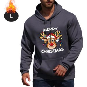 Nivard Kersttrui - Heren - Foute Kersttrui - Christmas Sweater - Cartoonprint - Kerst Sweater - Christmas Jumper - Hoodie - Donkergrijs - L