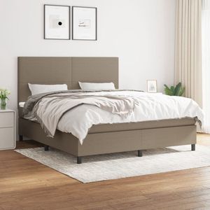 The Living Store Boxspringbed - Pocketvering - 180 x 200 cm - Taupe - Wit