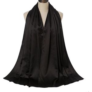 Satijnen Sjaal Dames - Zwart - Zachte Omslagdoek - 180*70 cm