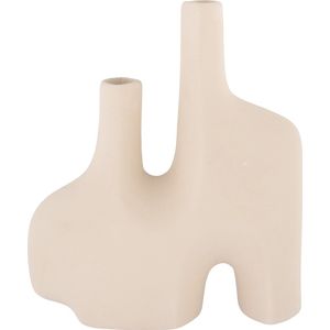 House Nordic - Vaas in zand keramiek met twee openingen 8x23,5x27 cm