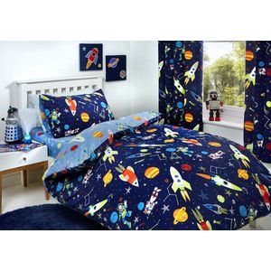 Bedlam Supersonic Dekbedovertrekset, licht op in het donker, 52% polyester, 48% katoen, blauw, dekbedovertrekset: eenpersoons