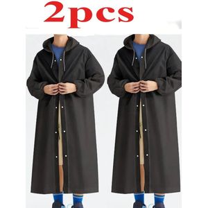 Unisex Zwarte 2-Delige Regenjas Set - Winddicht & Waterbestendig Compleet Lichaamsdekking Poncho met Aanpasbare Trekkoord | Duurzame & Fashionable Outdoor Regenkleding voor Volwassenen | Perfect voor Dagelijks Forenzen & Actieve Levensstijl