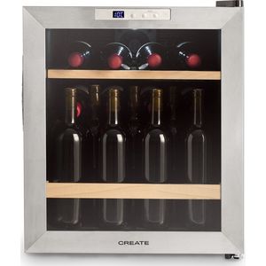 WINECOOLER WOOD L15 - Elektrische wijnkoeler voor 12 of 15 flessen met houten planken- 4 ° C tot 18 ° C