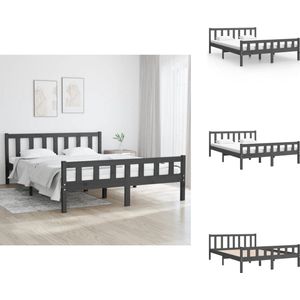 vidaXL Bedframe - Bedframes - Tweepersoonsbed - Bed - Bedframe massief hout grijs 150x200 cm
