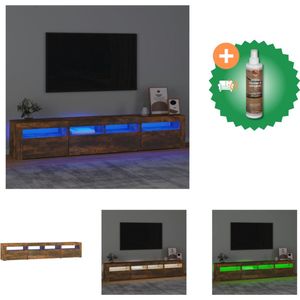 vidaXL TV-meubel - TV-meubel met LED-verlichting - Gerookt eiken - 210x35x40 cm - Kast - Inclusief Houtreiniger en verfrisser