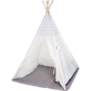 Deryan Luxe Tipi Tent - Wigwam Speeltent met ramen - 120x120x160cm - met kussen kleed