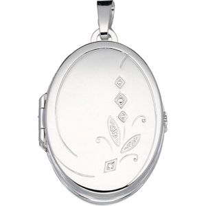 Silver Lining medaillon - zilver - ovaal - sierlijk - 31 x 21 mm