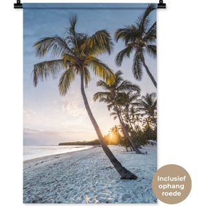 Wandkleed Tropisch Strand  - Zonsondergang op een tropisch strand Wandkleed katoen 60x90 cm - Wandtapijt met foto