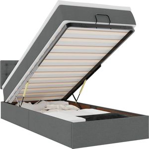 vidaXL - Bed - met - matrasx200 - cm - stof - donkergrijs