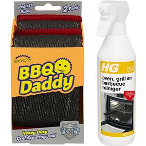 HG oven, grill- en barbecuereiniger 500 ml + 2 Scrub Daddy Scour Steel sponzen