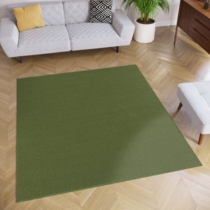 Tapiso Mono Square Vloerkleed Groen Laagpolig Vierkant Tapijt Maat- 250x250