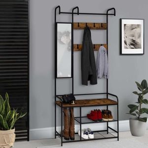 PEDRO ingangsgarderobe 100 cm met spiegel in industrieel design