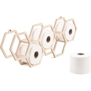 Toiletpapieropslag - hout - handgemaakt in Duitsland - houder voor wc-papierrollen op voorraad - standaard voor muur - plank badkamer accessoire reservefolhouder