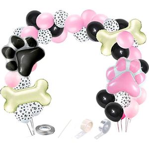 43-delige reuze honden ballonnen slinger set roze zwart wit - hond - huisdier - ballon - hondenballon - honden decoratie