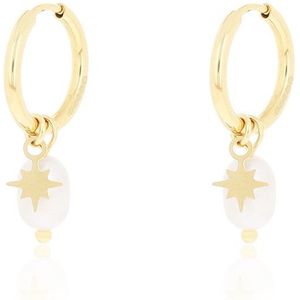 Gold coloured earrings with star & pearl charms