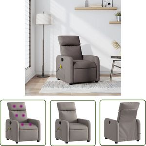 The Living Store Massagestoel verstelbaar stof taupe - Massagestoel - Lounge Stoel - Relaxstoel - Ergonomische Stoel - Elektrische Massage