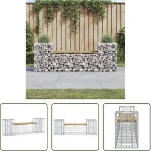 The Living Store Tuinbank Gabion - Geïmpregneerd grenenhout - 183 x 41 x 60.5 cm - Plantenbak - Stabiele basis - Montage vereist