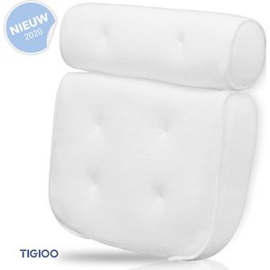 TIGIOO Badkussen - Wit met 6 zuignappen - Bath Pillow - Anti-Slip -  Ergonomisch