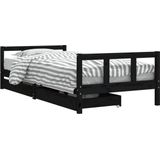 vidaXL - Kinderbedframe - met - lades - 90x200 - cm - massief - grenenhout - zwart