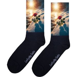 Roos - Valentijns cadeau - Verjaardag cadeau - Sint cadeau - Leuke sokken - Sneeuw - Vrolijke sokken - Leuk cadeau - Grappig cadeau - Kerst Sokken - Vaderdag - Moederdag - Kerstcadeau - Socks maken Happy - 37-44